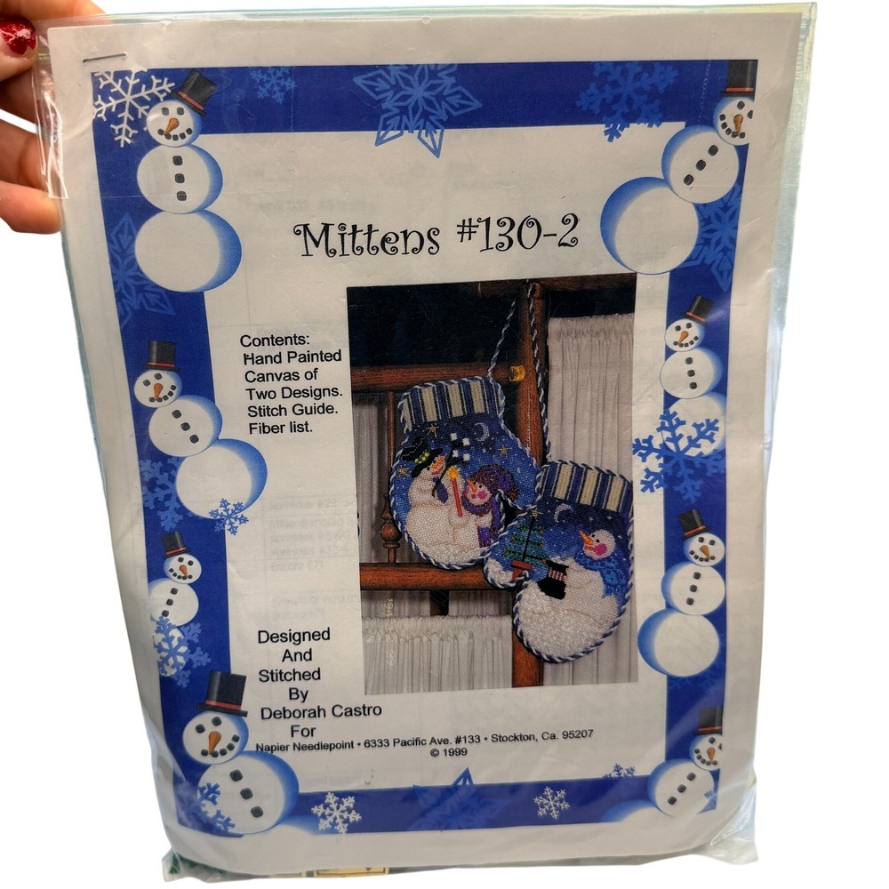 Napier Needlepoint Christmas Mittens Hand Painted Kit Deborah Castro 1999
